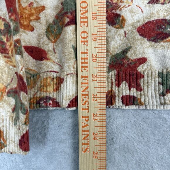Vtg Fall Leaves Cardigan Sweater Womens Large Autumn Y2K Cottagecore Cotton Wool - Picture 5 of 10